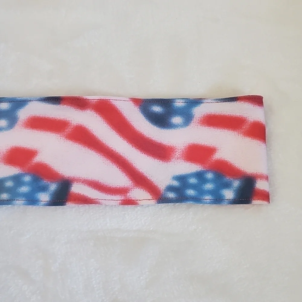NWT Adidas Alphaskin Tie Headband American Flag Red White Blue Unisex
